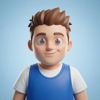 Collectible vinyl toy figure of a young man with spiky brown hair in a basketball jersey